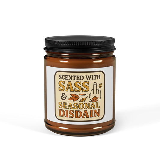 Scented Soy Candle with Sass & Seasonal Disdain