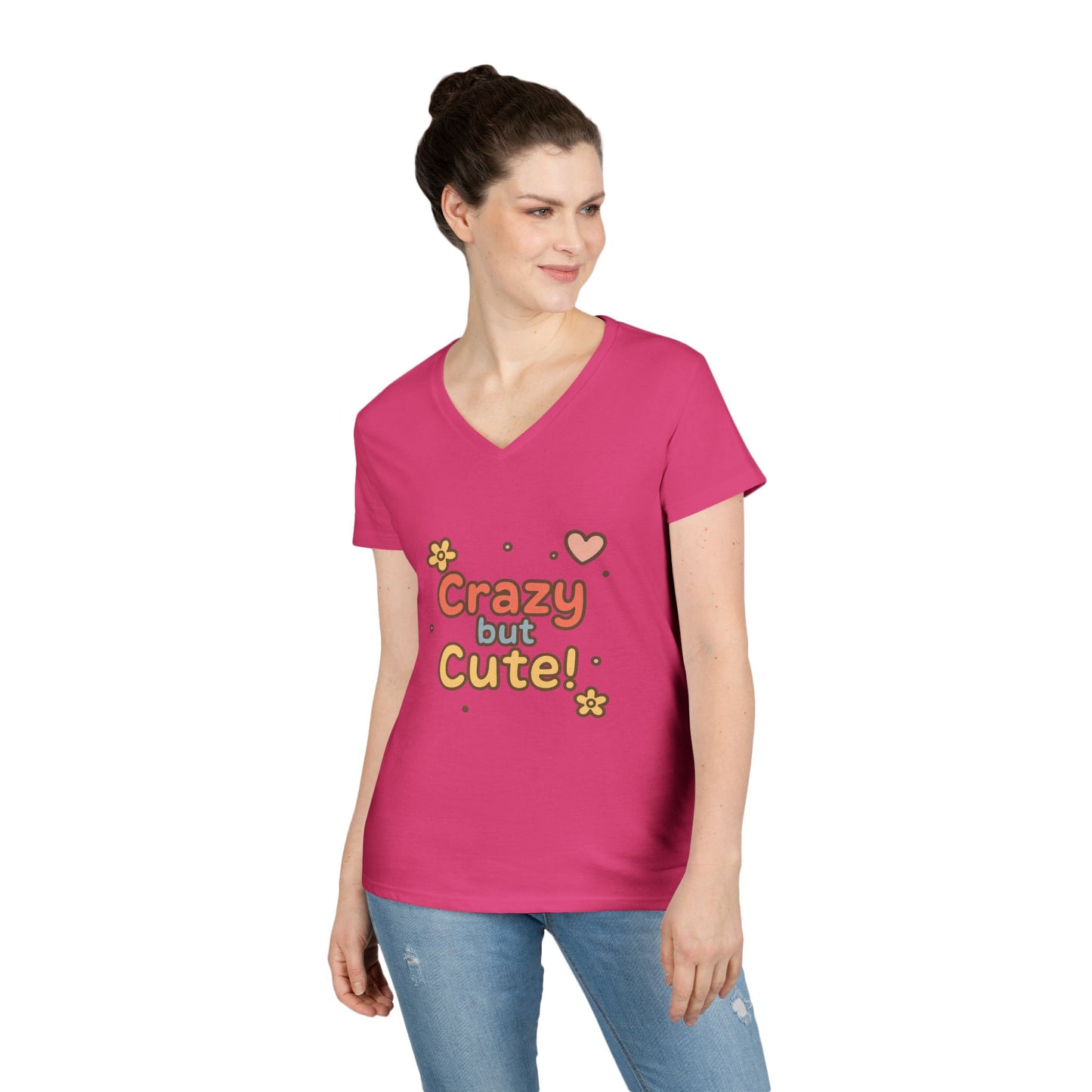 Crazy but Cute!” V-Neck T-shirt