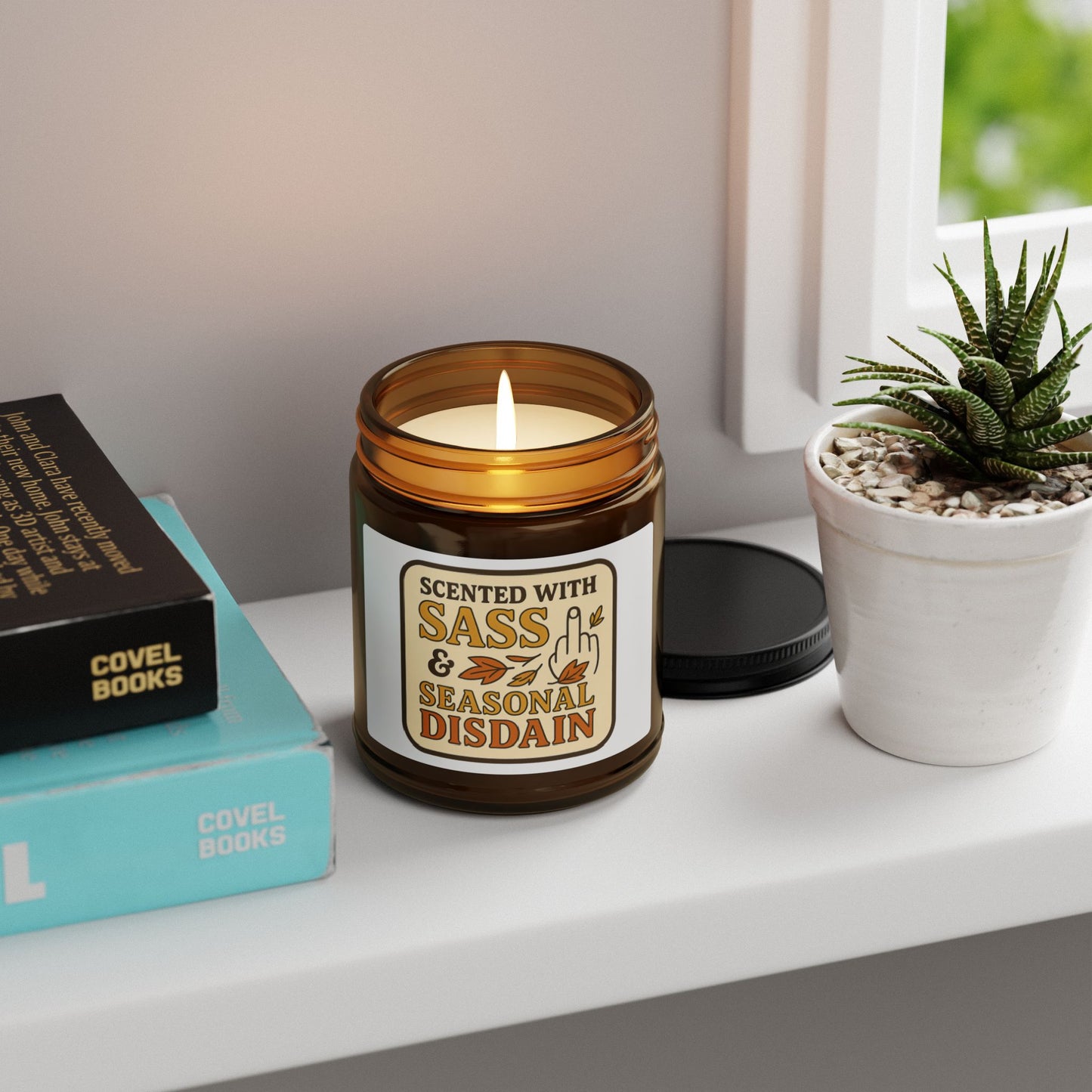 Scented Soy Candle with Sass & Seasonal Disdain