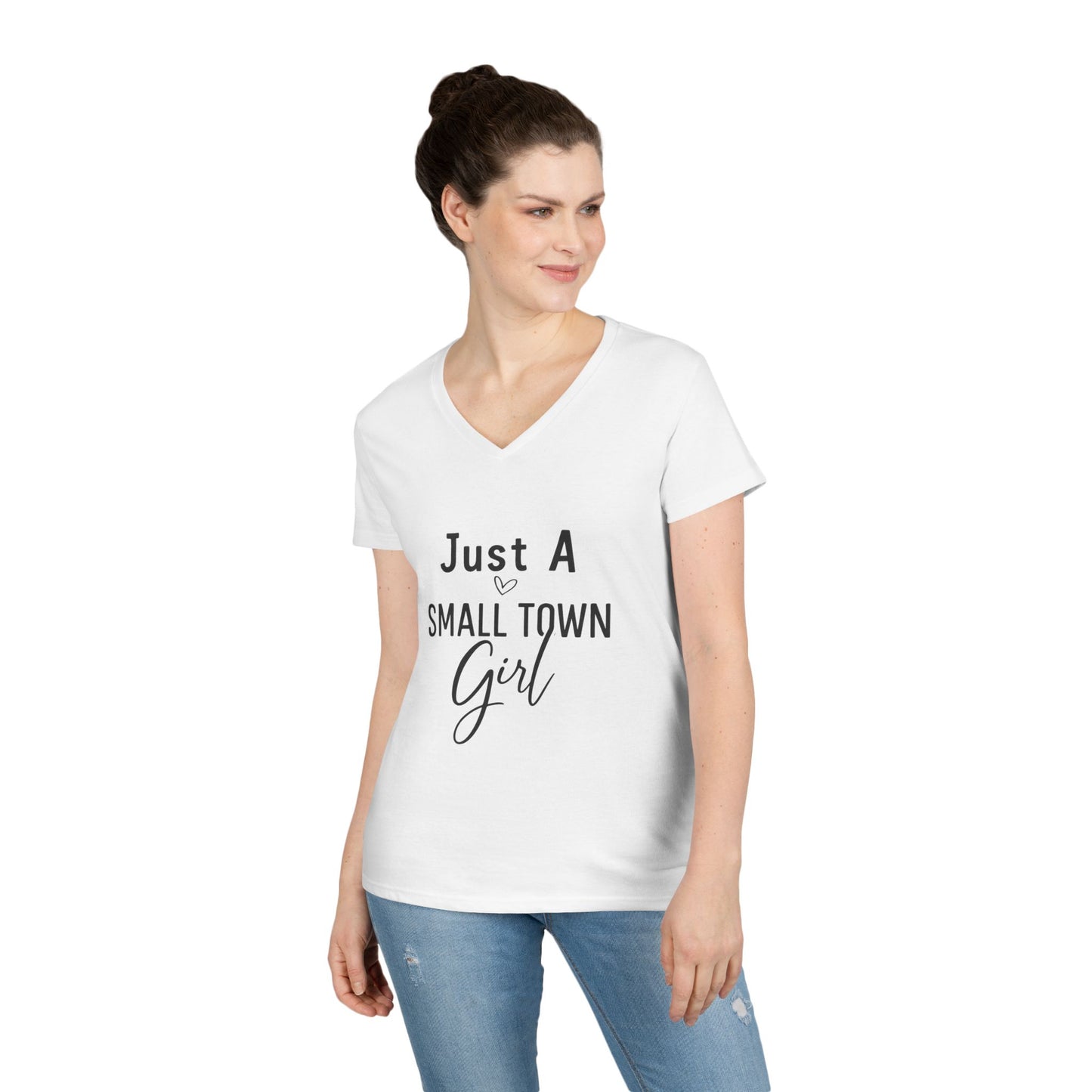 Just a Small Town Girl | V-Neck T-Shirt Rooted in charm. Ready for anything. 🌾