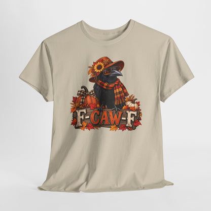 Fall Crow Tee — "F-CAW-F" Autumn Crow Pumpkin Shirt