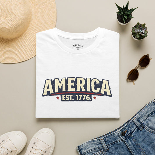 America EST. 1776 T-Shirt — Vintage Patriotic USA Tee
