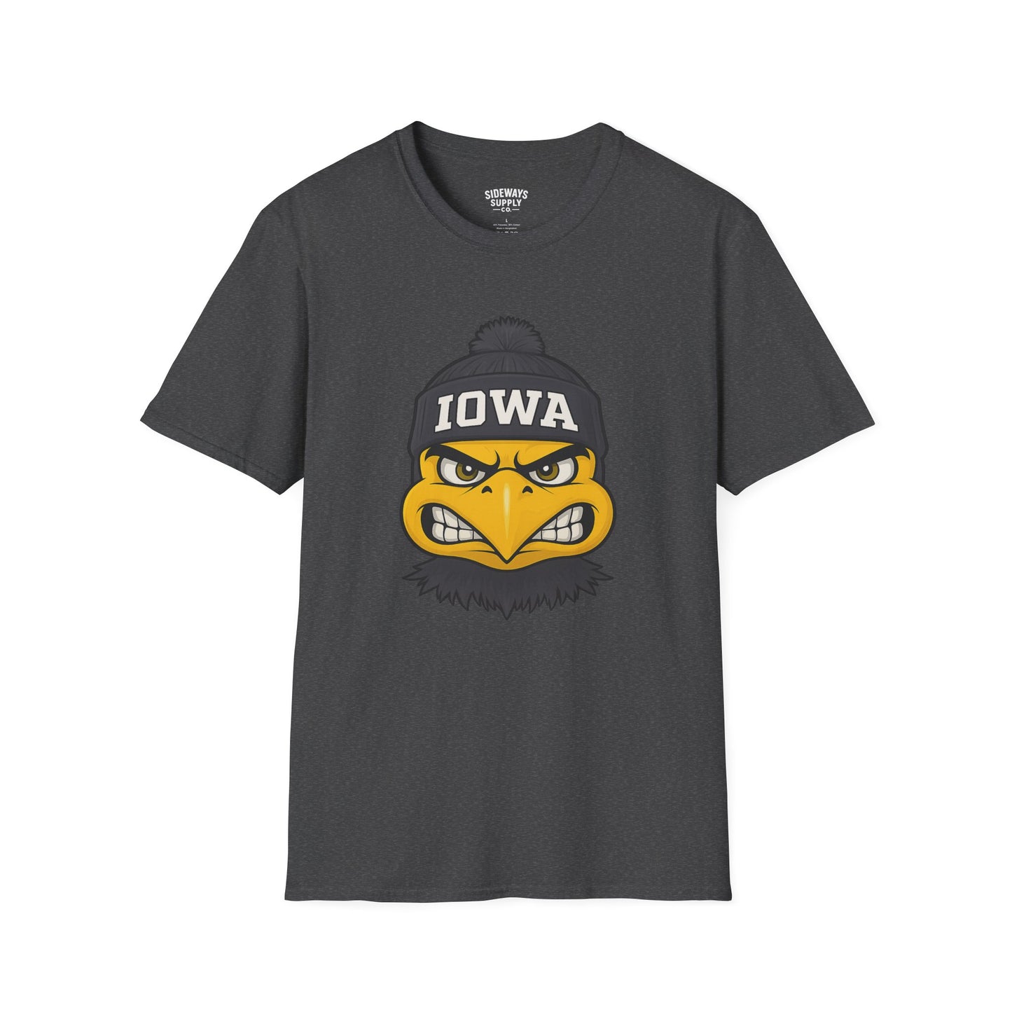 Iowa Hawkeye Beanie Mascot T-Shirt — Angry Bird College Fan Tee
