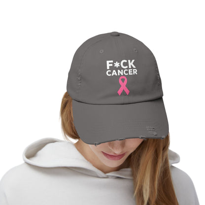 Unisex Distressed “F*ck Cancer” Cap