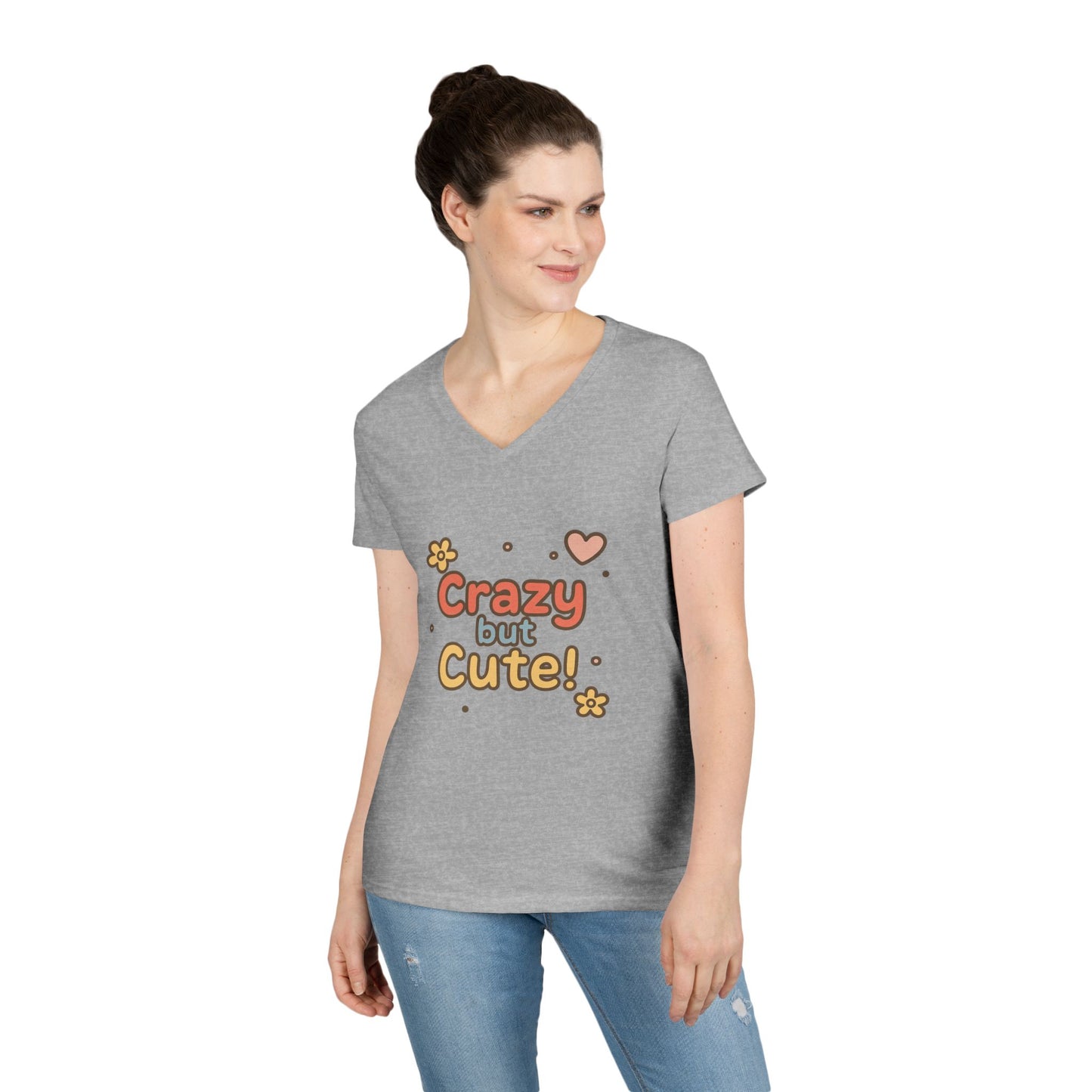 Crazy but Cute!” V-Neck T-shirt