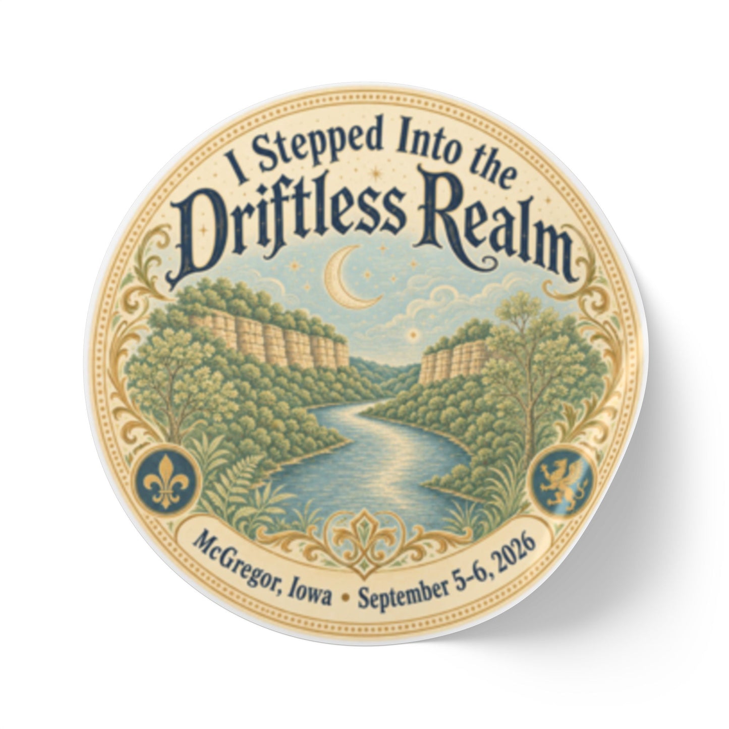 Round Sticker Label Rolls — “I Stepped Into the Driftless Realm” Scenic River Event Stickers