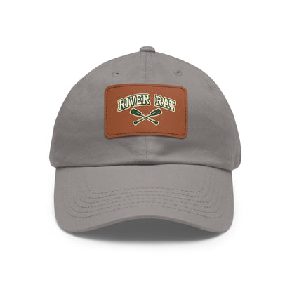 River Rat Leather Patch Hat — Fishing & River Life Cap