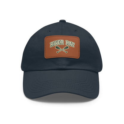 River Rat Leather Patch Hat — Fishing & River Life Cap