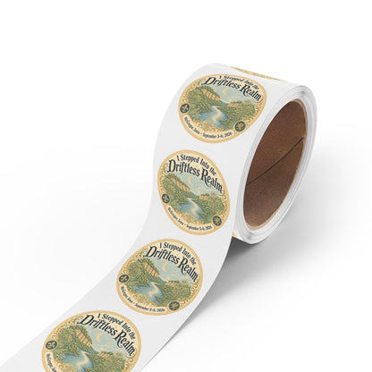 Round Sticker Label Rolls — “I Stepped Into the Driftless Realm” Scenic River Event Stickers