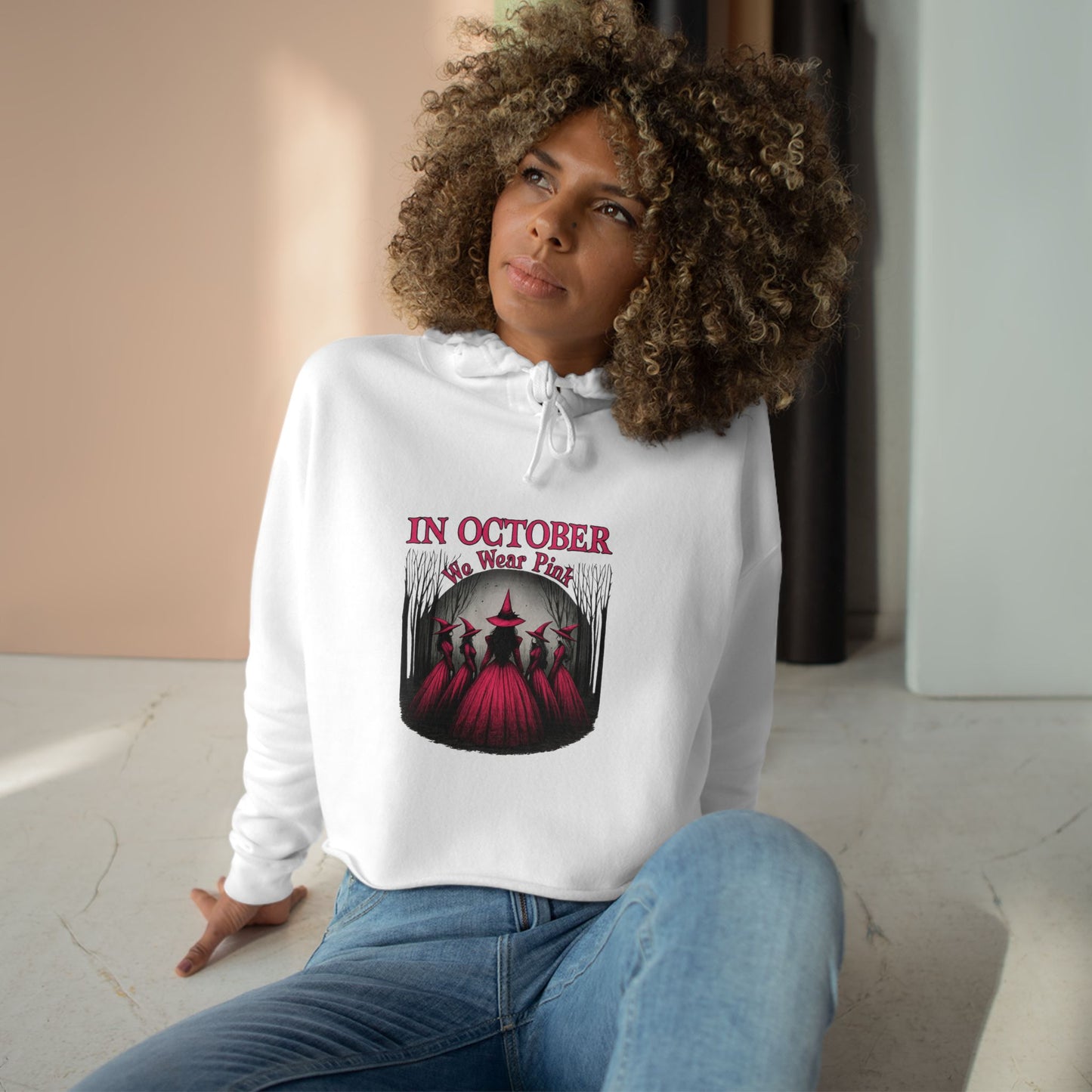 🎀🎃 October Vibes Crop Hoodie – Spooky Season Meets Strong AF 👻💪