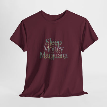 Sleep Money Marijuana Unisex Heavy Cotton Tee, Casual Streetwear, Gift for Stoners, 420 Apparel, Chill Vibes T-Shirt