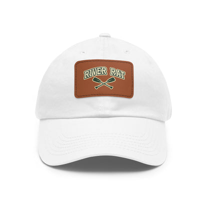 River Rat Leather Patch Hat — Fishing & River Life Cap
