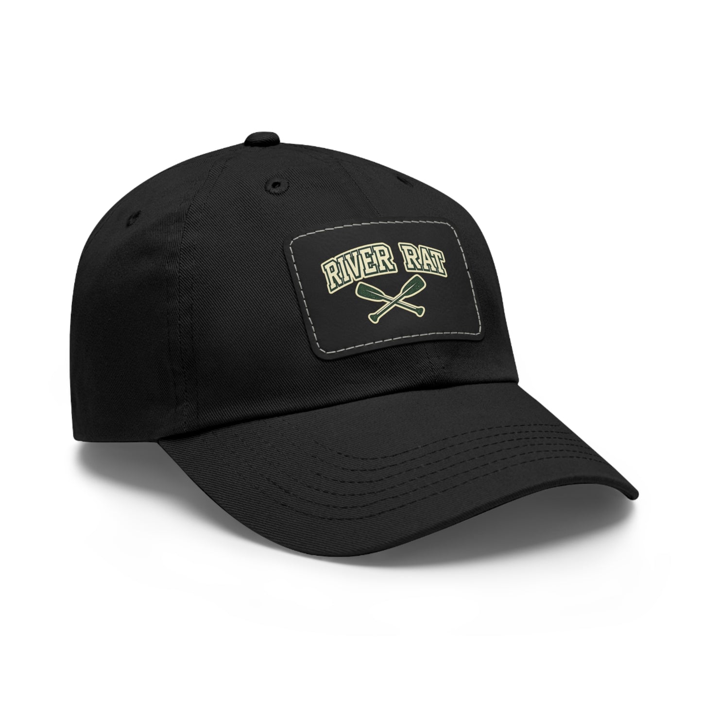 River Rat Leather Patch Hat — Fishing & River Life Cap