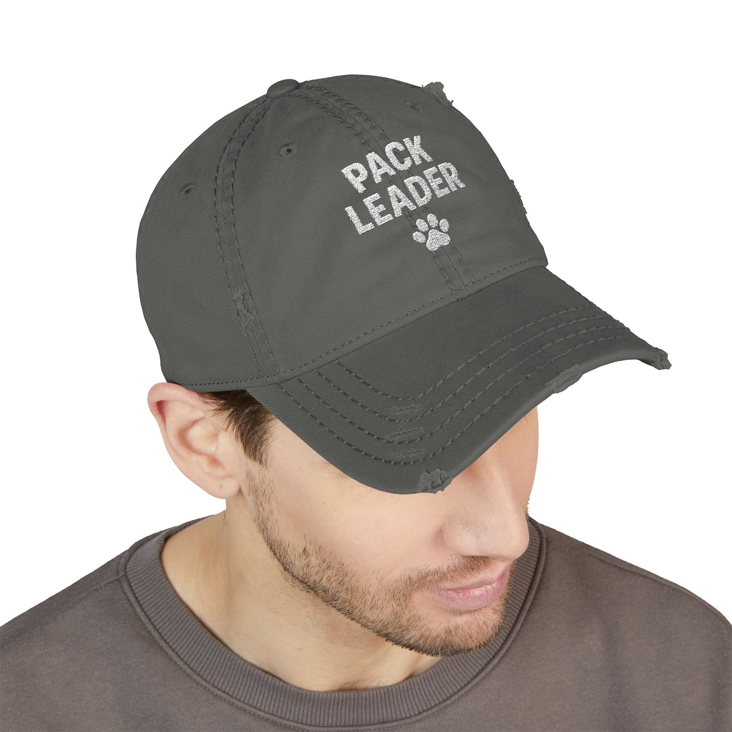 Distressed Pack Leader Hat (Unisex), Casual Embroidered Cap for Dog Lovers, Perfect Gift for Pet Parents