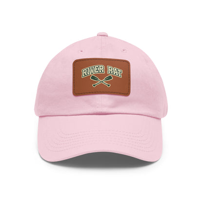 River Rat Leather Patch Hat — Fishing & River Life Cap