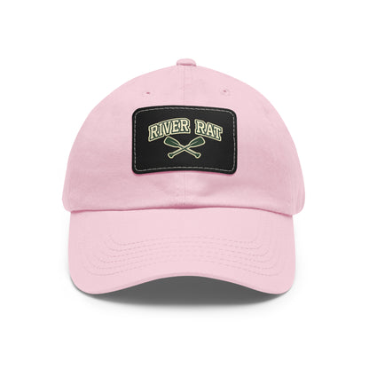 River Rat Leather Patch Hat — Fishing & River Life Cap