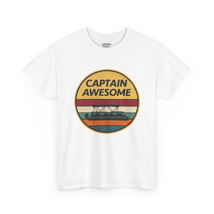 Captain Awesome Boat T-Shirt — Retro Nautical Tee for Boaters & Captain Gifts