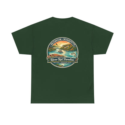 River Rat Paradise T-Shirt — Vintage River Fishing Graphic Tee Design on the back