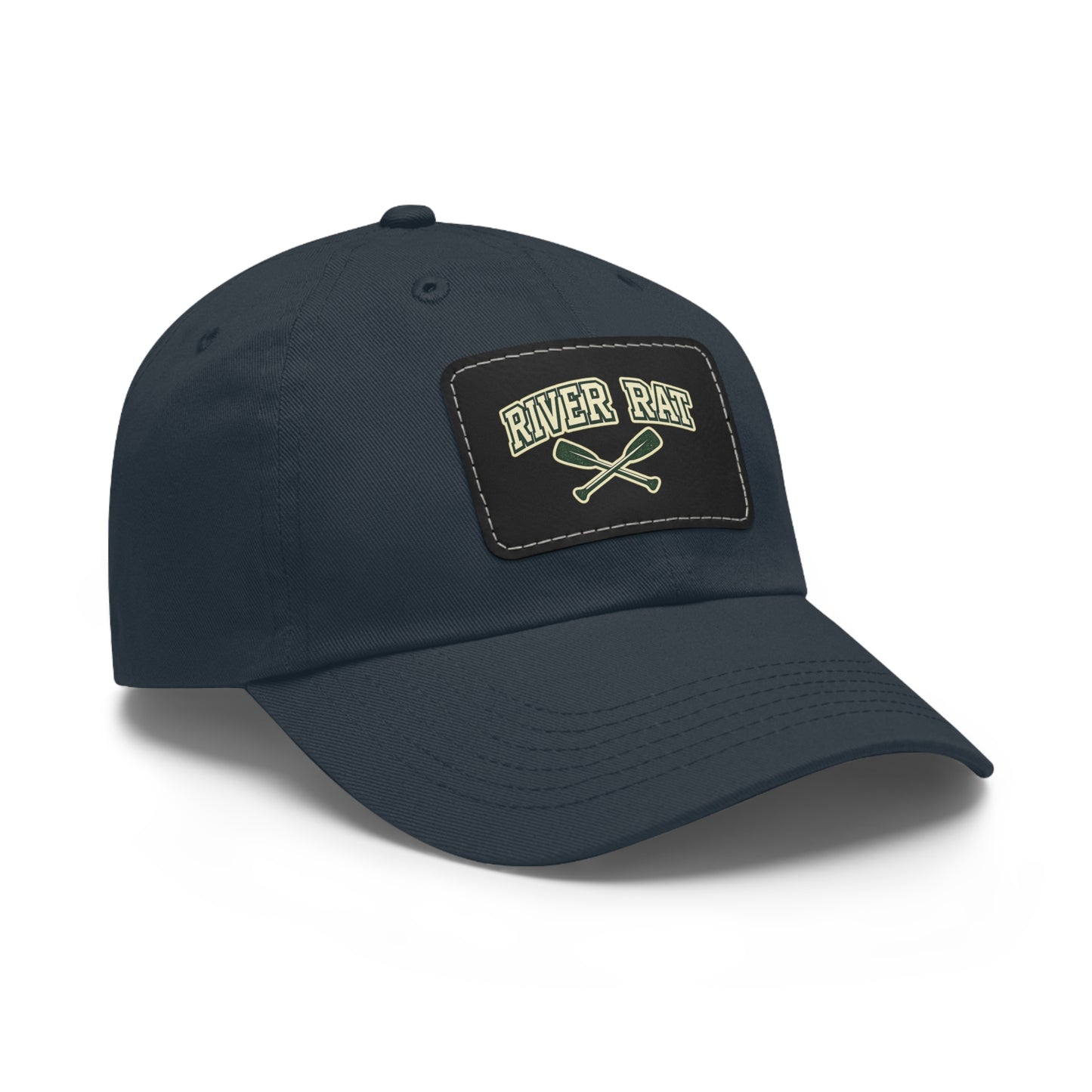 River Rat Leather Patch Hat — Fishing & River Life Cap