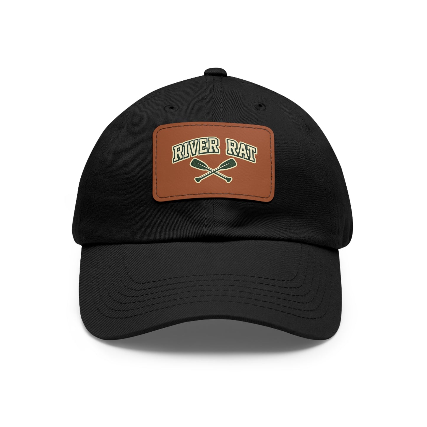River Rat Leather Patch Hat — Fishing & River Life Cap