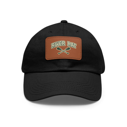 River Rat Leather Patch Hat — Fishing & River Life Cap