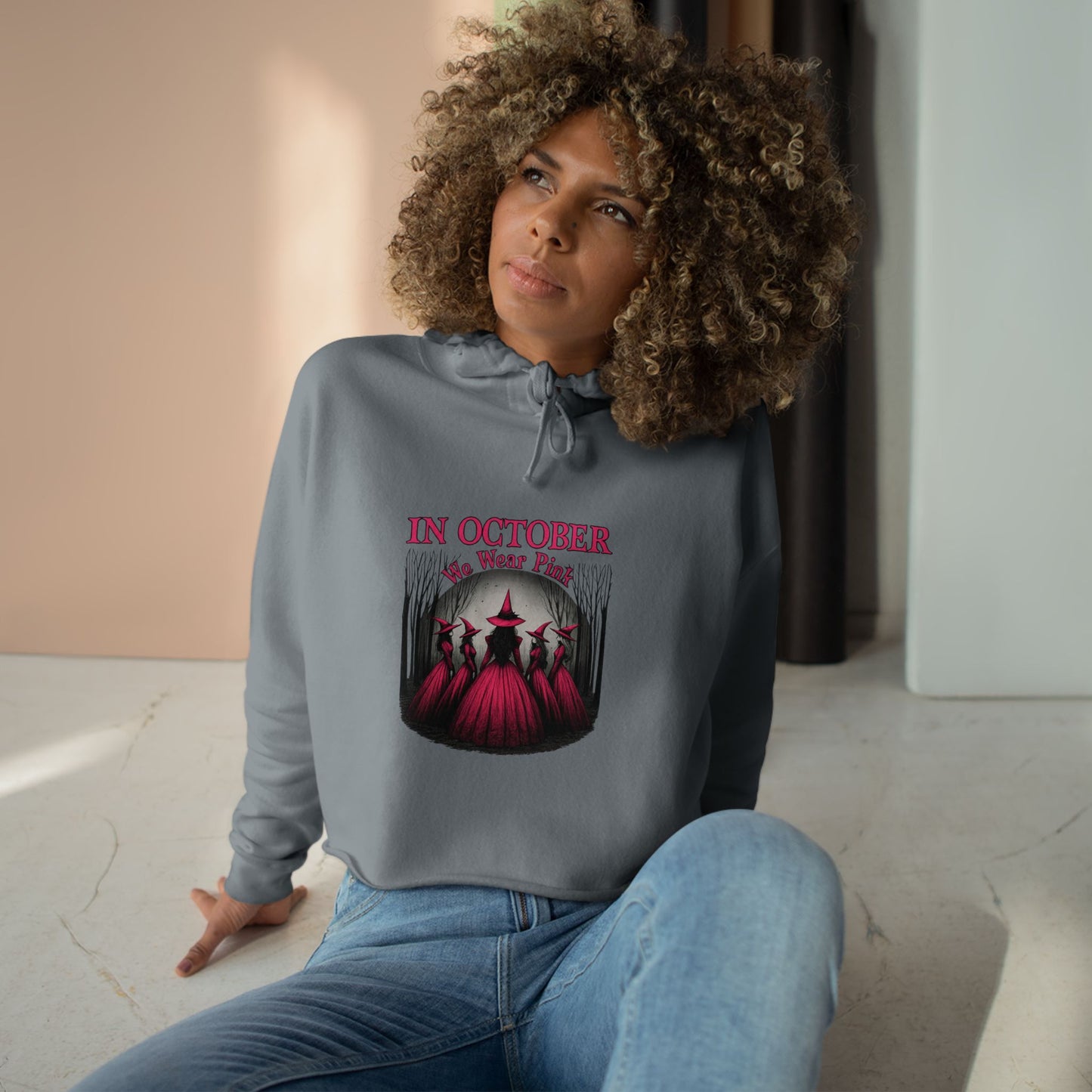🎀🎃 October Vibes Crop Hoodie – Spooky Season Meets Strong AF 👻💪