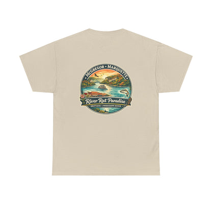 River Rat Paradise T-Shirt — Vintage River Fishing Graphic Tee Design on the back