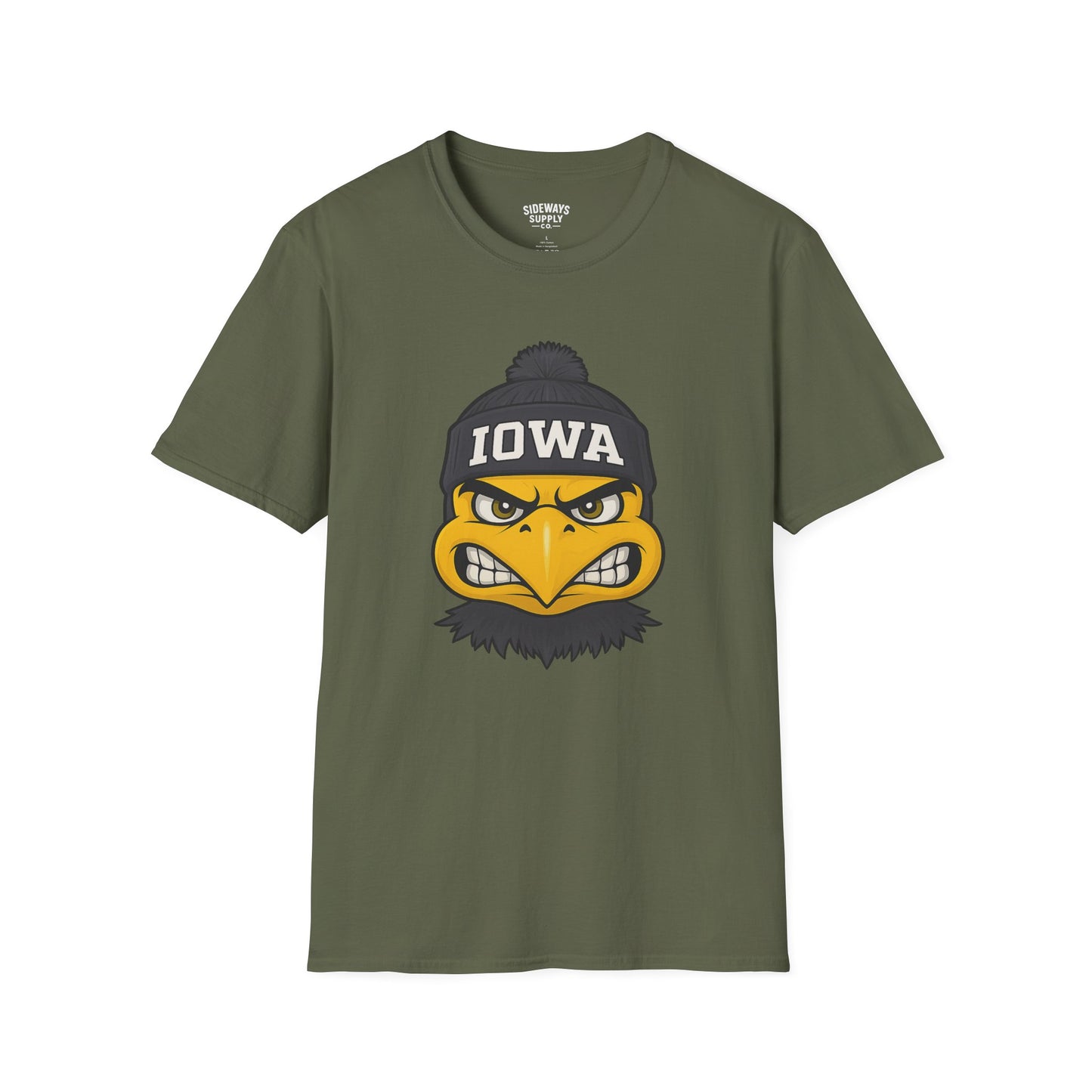 Iowa Hawkeye Beanie Mascot T-Shirt — Angry Bird College Fan Tee