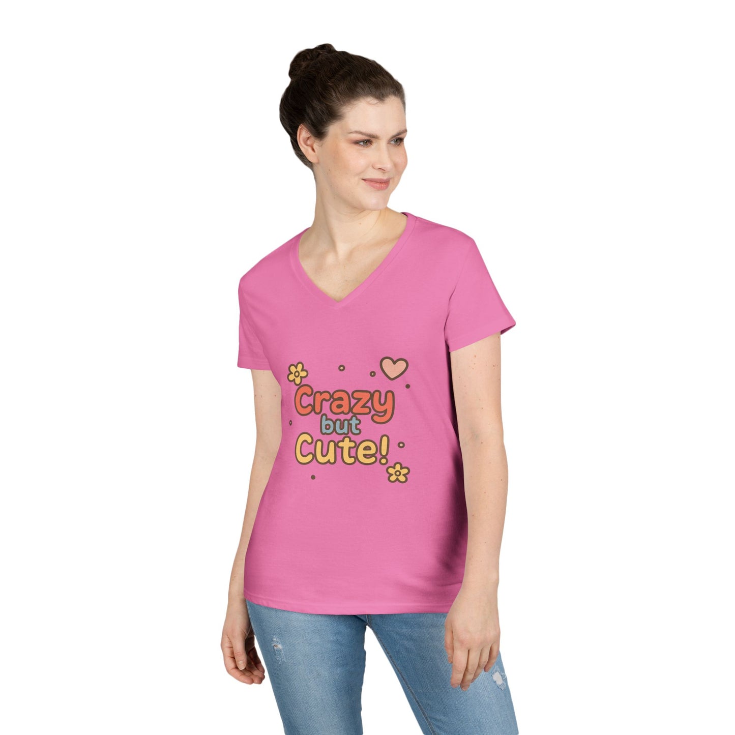 Crazy but Cute!” V-Neck T-shirt