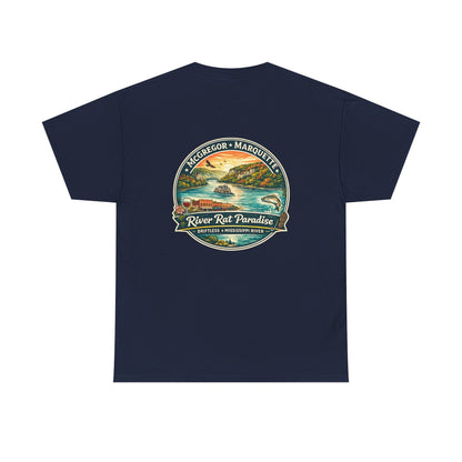River Rat Paradise T-Shirt — Vintage River Fishing Graphic Tee Design on the back