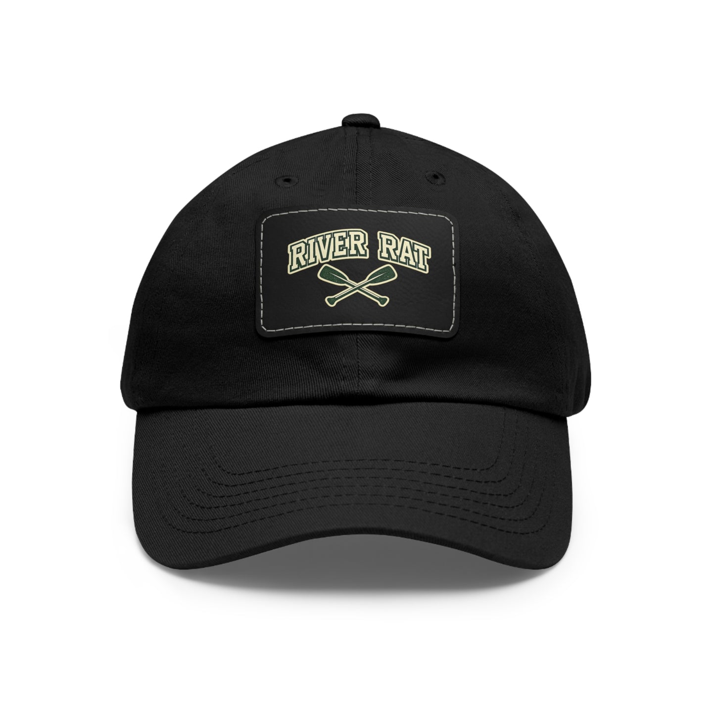 River Rat Leather Patch Hat — Fishing & River Life Cap
