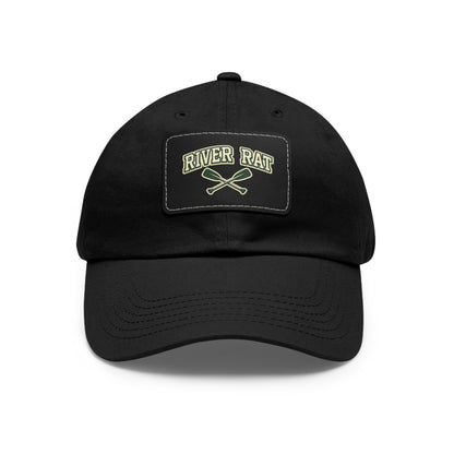River Rat Leather Patch Hat — Fishing & River Life Cap