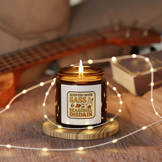 Scented Soy Candle with Sass & Seasonal Disdain