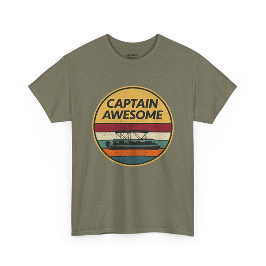 Captain Awesome Boat T-Shirt — Retro Nautical Tee for Boaters & Captain Gifts