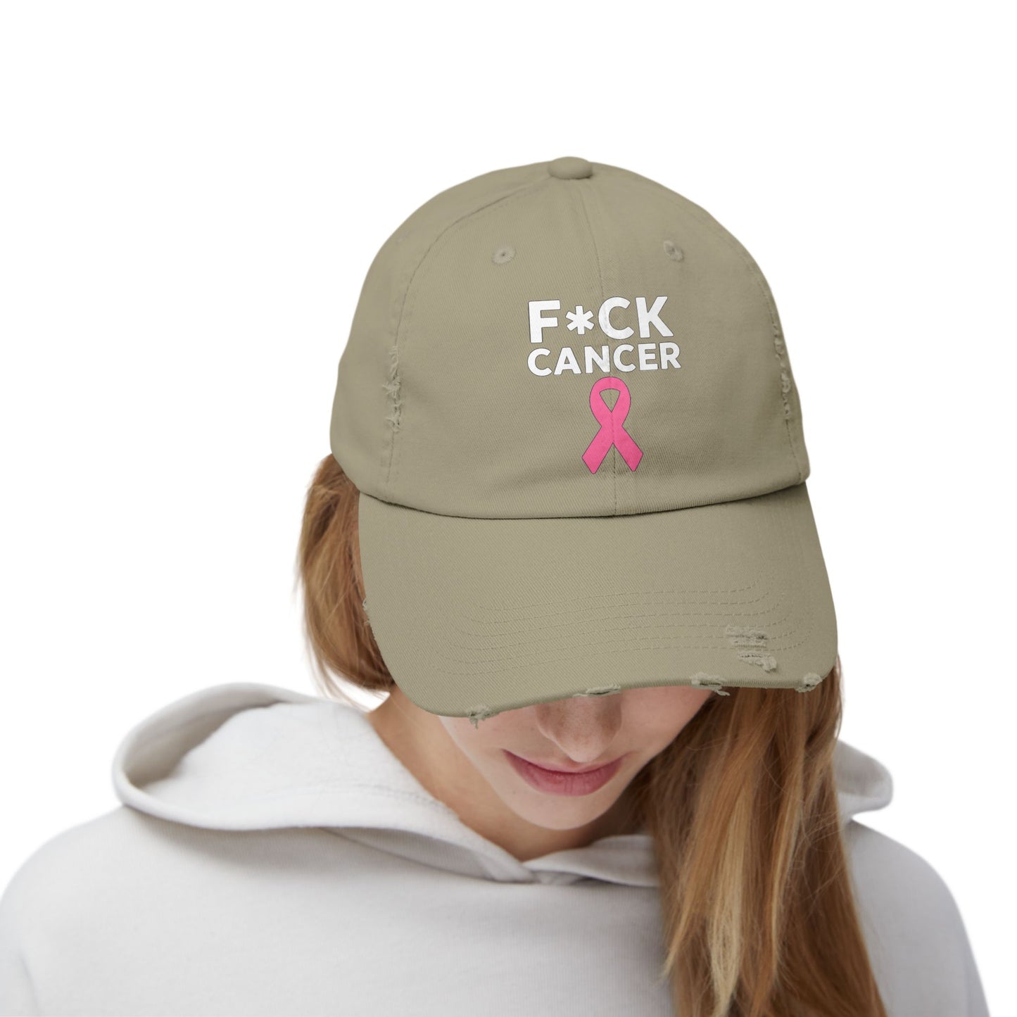 Unisex Distressed “F*ck Cancer” Cap