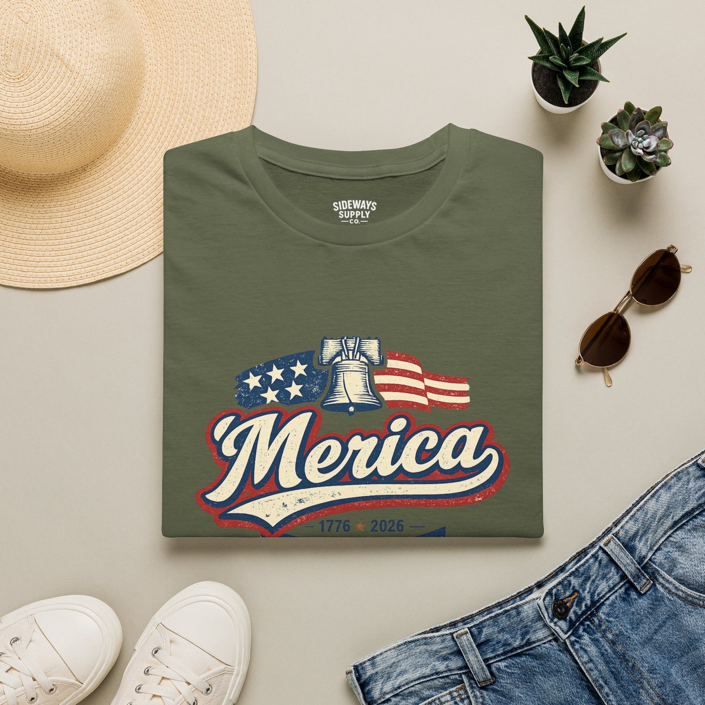 Merica Liberty Flag T-Shirt — Vintage Patriotic Fourth of July Tee