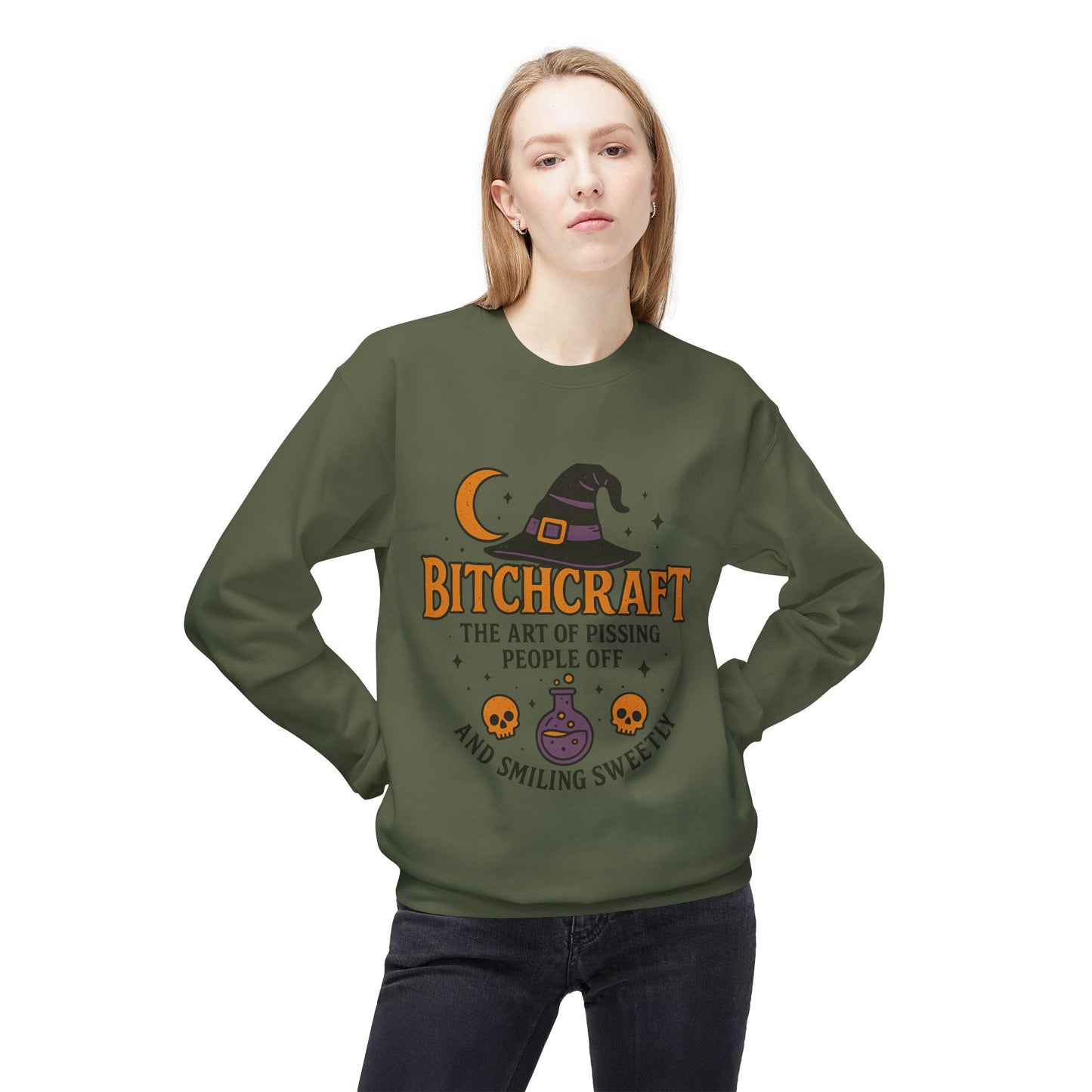 Bitchcraft Fleece Sweatshirt, Witchy Halloween Apparel