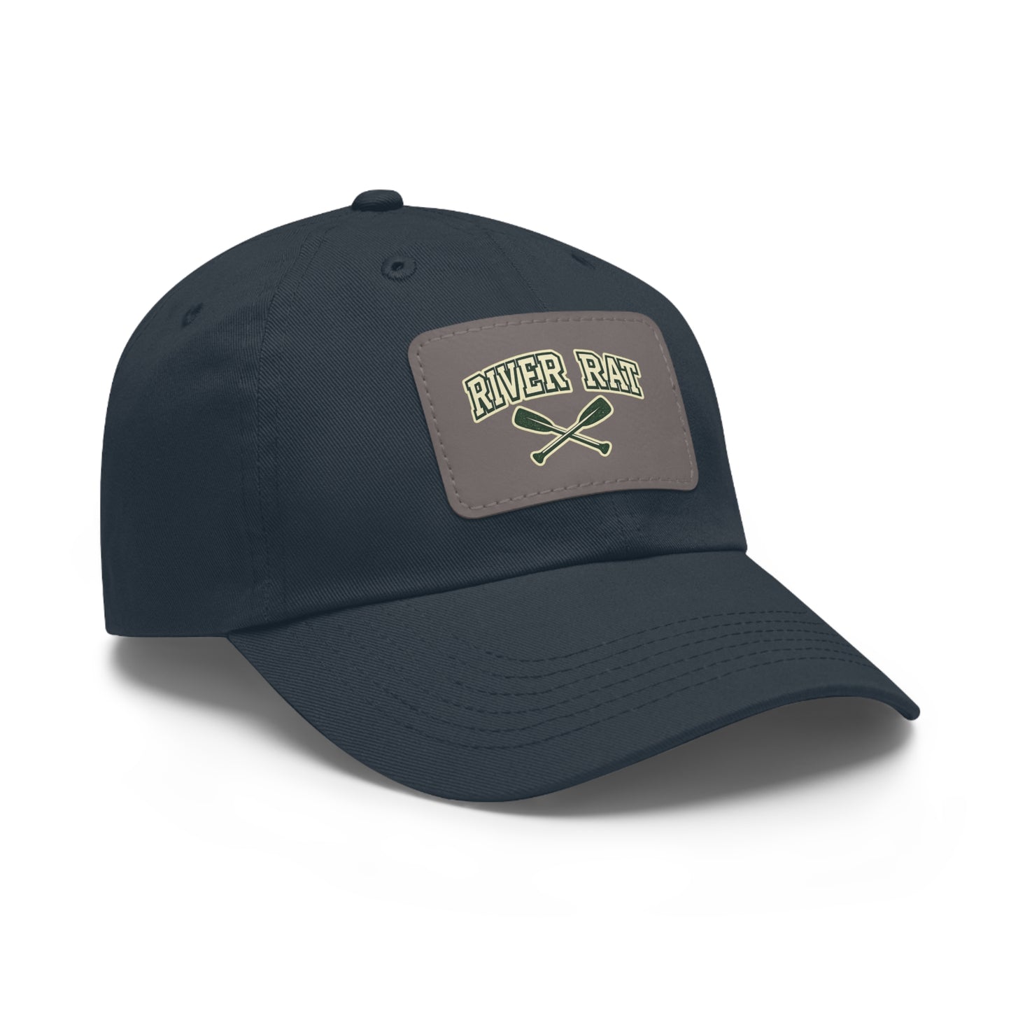 River Rat Leather Patch Hat — Fishing & River Life Cap