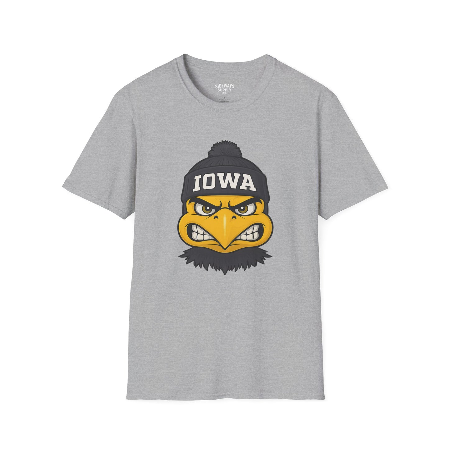 Iowa Hawkeye Beanie Mascot T-Shirt — Angry Bird College Fan Tee