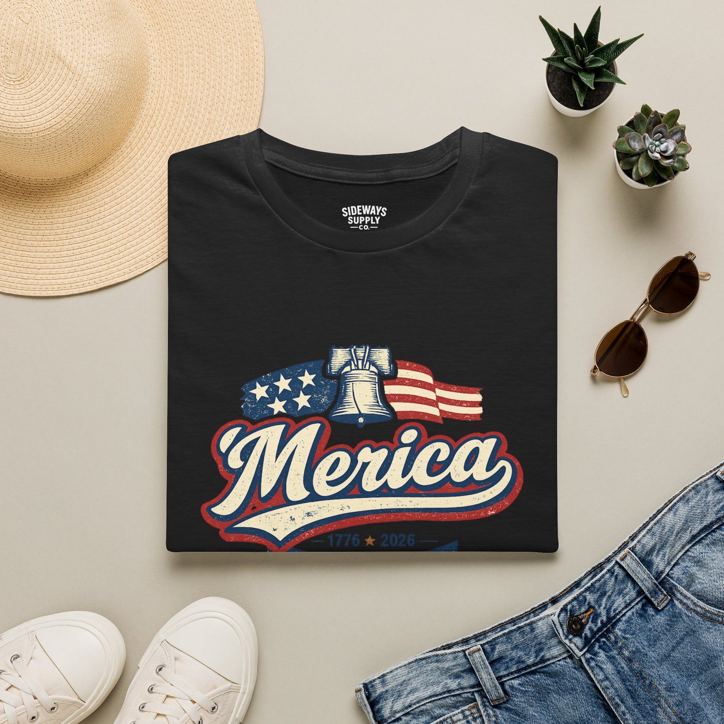 Merica Liberty Flag T-Shirt — Vintage Patriotic Fourth of July Tee