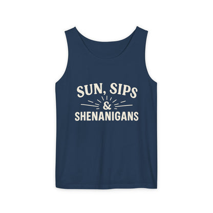 Sun, Sips & Shenanigans Tank Top, Summer Apparel, Casual Wear, Beach Day Outfit