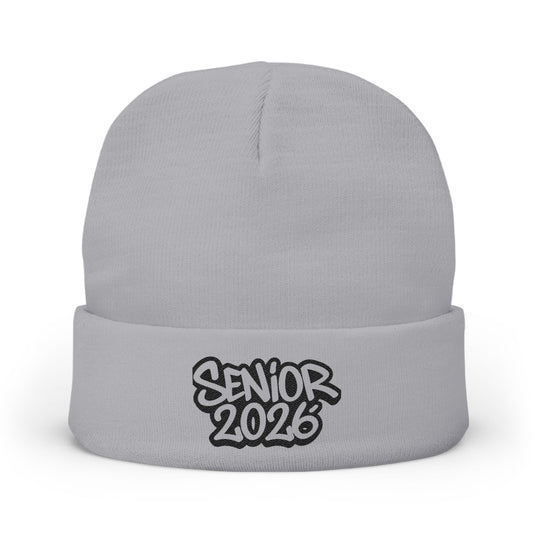 Senior 2026 Embroidered Knit Beanie — Graduating Class Winter Hat