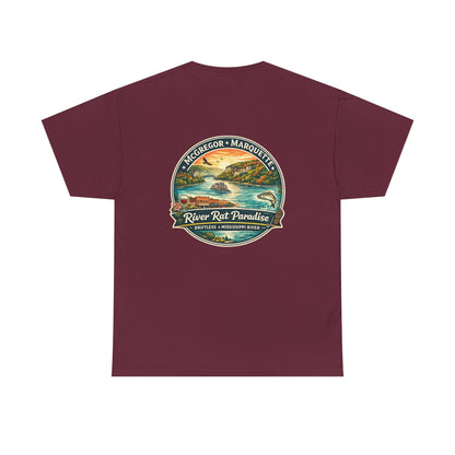 River Rat Paradise T-Shirt — Vintage River Fishing Graphic Tee Design on the back