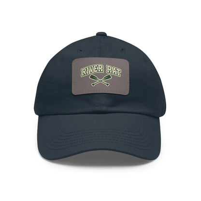 River Rat Leather Patch Hat — Fishing & River Life Cap