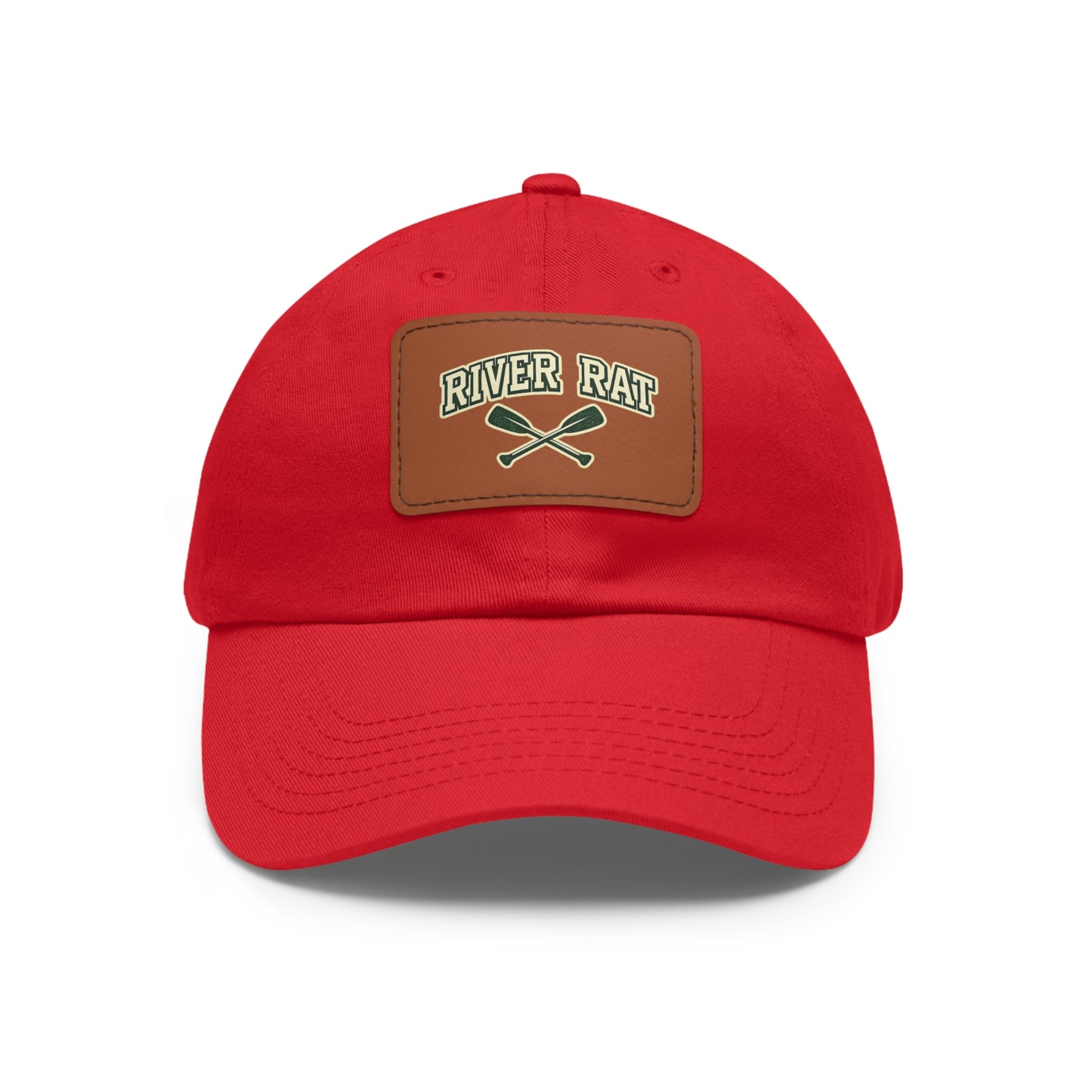River Rat Leather Patch Hat — Fishing & River Life Cap