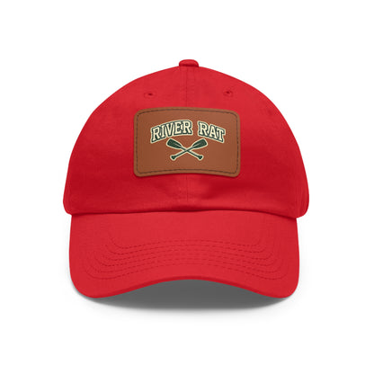 River Rat Leather Patch Hat — Fishing & River Life Cap