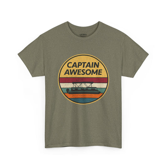 Captain Awesome Boat T-Shirt — Retro Nautical Tee for Boaters & Captain Gifts