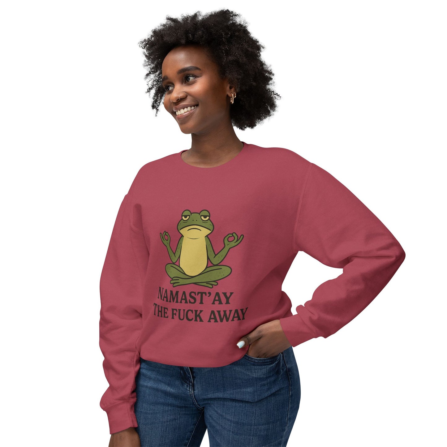 Namast’ay the F*ck Away – Cozy Crewneck Sweatshirt