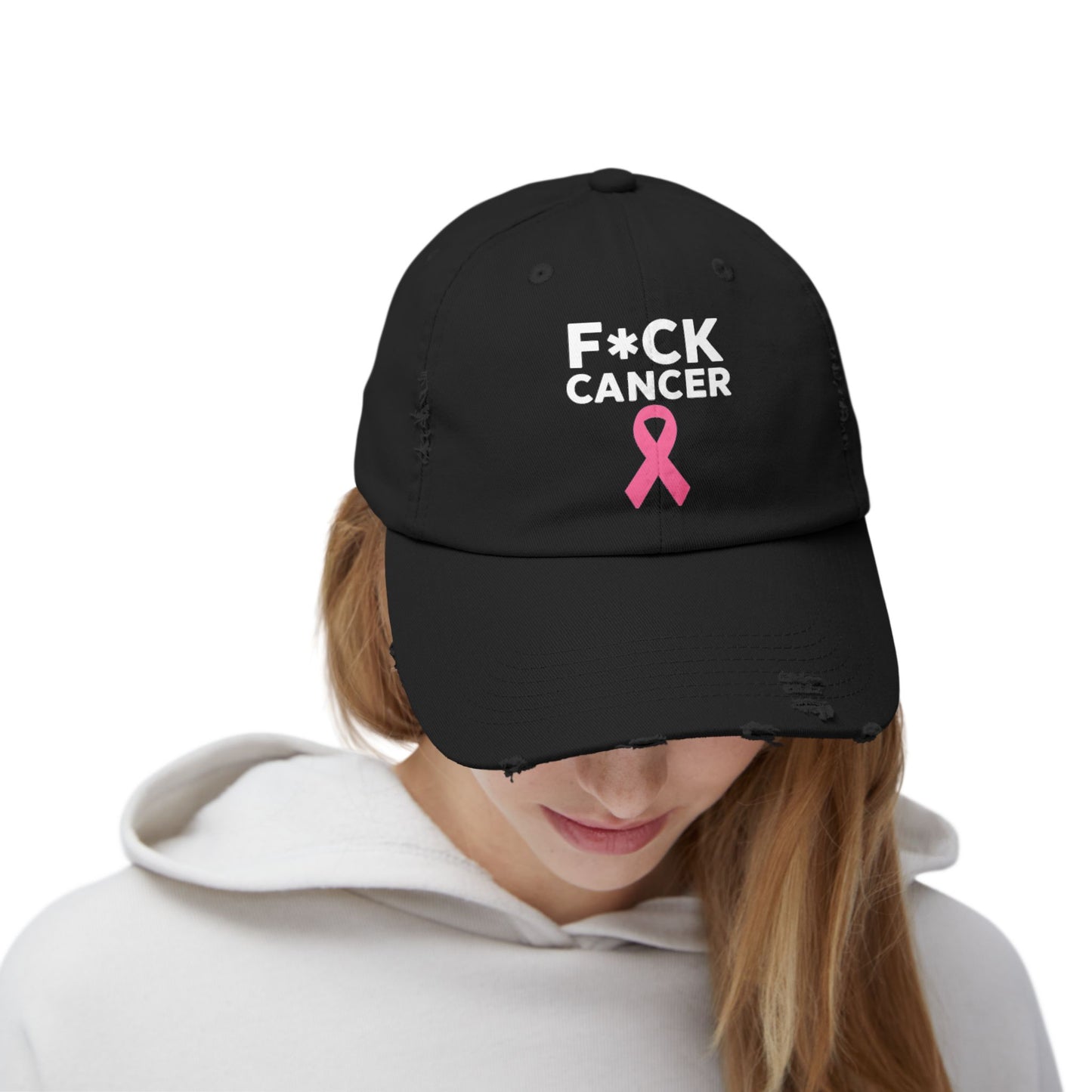 Unisex Distressed “F*ck Cancer” Cap