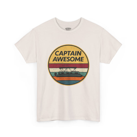 Captain Awesome Boat T-Shirt — Retro Nautical Tee for Boaters & Captain Gifts
